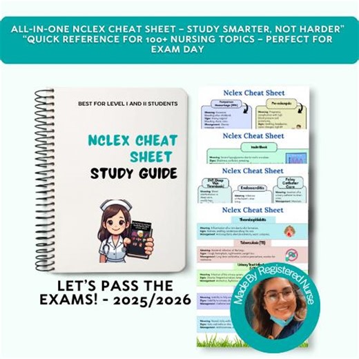 NCLEX Cheat Sheet Bundle 26: 100  Nursing Study Guide (digital Download) - Etsy