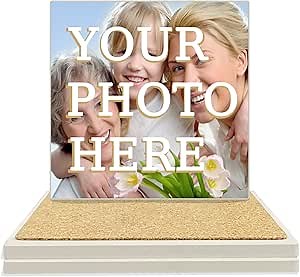 Custom Coasters with Ceramics, Personalized Coasters for Cup, DIY Customize Your Picture&Text&Logo Non-Slip Coasters for Wedding Bar Office Kitchen Restaurant Gifts, Made in USA
