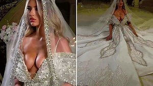 'She's gonna pop out!' people exclaim as bride shows off her wedding dress