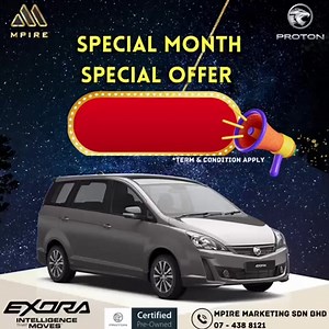 Proton Exora 1.6 CVT Turbo! 7 adult seaters and the only MPV turbo Start With RM62,800.00! Fast Stock! Air con Vents for all rows make your journey more comfortable! ✅7" floating touch screen monitor ✅4G Connectivity IHU ✅Voice Command ✅Online Navigation ✅Online music streaming ✅Online weather forecast ✅Smart phone link and others more features Booking online RM99 now! Or call us at 07-4388121 for more info. | Proton AG Autoworld Batu Pahat | Facebook