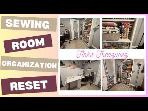 Sewing Room Reset | Thread Storage, Embroidery Hoop Organization & Modular Table in Action