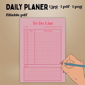 Pink Grid To-do List Printable: Fillable Daily Planner (PDF, PNG, JPG A4) - Etsy Australia