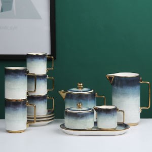 [Hot Item] Nordic Blue Color Cup Gift Set Ceramic Cup Set