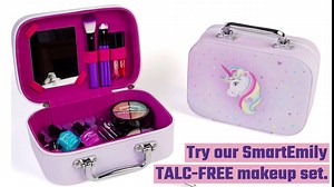 SmartEmily Washable Kids Makeup Set for Girls and Teens with Glitter Cosmetics Bag (Lilac Purple)