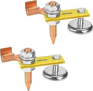 BAYTORY Upgrade Magnetic Welding Support Ground Clamp Tools, 2-Piece Single Welding Magnet Head, Strong Magnetism Large Suction, Copper Tail Welder Accessories Stability Clamps