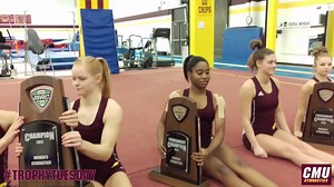 A tradition started in 1990 when CMU won its first MAC Gymnastics Championship. This team prepares to continue that tradition on this #TrophyTuesday knowing there are only THREE weeks until CMU hosts the 2018 MAC Championships. #FireUpChips | Central Michigan Gymnastics