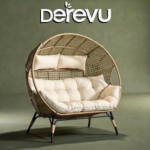 Double Egg Chair With Cushion | Outdoor Wicker Patio Lounge Chair | Garden Balcony Seating | Boho Rattan Egg Chair - Etsy Australia