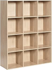 VDNEND Wooden Cube Storage Organizer with Closed Back Panel, 11in Cube Shelf Opening, Bookshelf, Display Shelf,Closet Cabinet for Home and Office (White Oak, 5-Cube 35.98L*9.45W*24.09H)