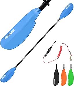 Kayak Paddle for Adult with Free Paddles Leash, 91.7 inch Lightweight Adjustable Kayaking Oars with Aluminum Shaft and Black Green Blue Orange Fiberglass Blades for Boating Canoeing