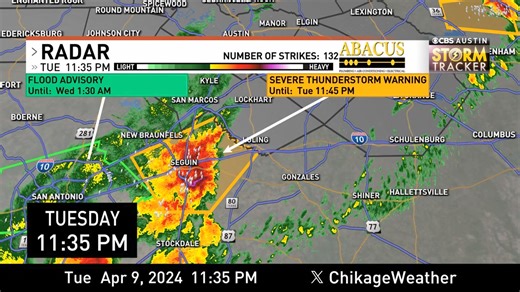 Luling and Caldwell County: There is a nasty severe storm to your southwest and it's likely to hold together long enough to reach you. #atx #atxwx #cbsaustinwx cbsaustin.com/weather/radar | Chikage Windler - Meteorologist