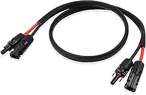 Solar Panel Extension Cable - 10AWG 3FT Solar Wire with Female & Male Waterproof Connector Flame Retardant Protective Sleeving PV Wire for RV, Photovoltaic Systems, Home, Boat, Solar Panels, Car