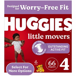 Huggies Little Movers Baby Diapers, Size 4 (22-37 lbs), 66 Count (Select for More)