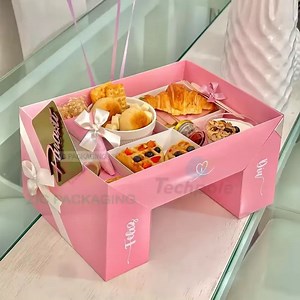 [Hot Item] Pink Sushi Food Table Box Crepe Burger Chocolate Bakery Packaging Cookie Paper Packing Box with Insert