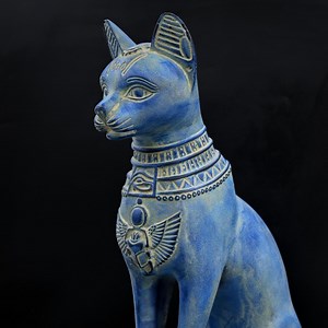 Statue of Egyptian Goddess Bastet Cat With Scarab Large Heavy Stone Made in Egypt - Etsy
