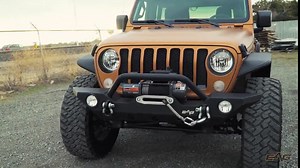 EAG Front Bumper with Lower Skid Plate and Fog Light Hole Fit for 18-22 Wrangler JL