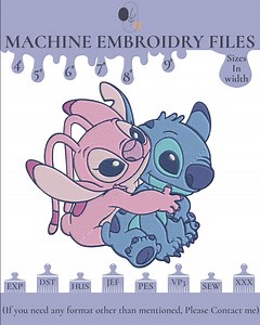 Lilo and Stitch Hug Embroidery Design: Angel, 6 Sizes (instant Download) - Etsy