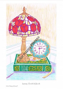 Lamp Clock & Book Coloring Page Online or Print Adult Coloring Page Seniors Coloring Page Kids Coloring Page Teen Coloring Page - Etsy Canada