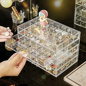 Amazon.com: ICCGBHGO Acrylic Jewelry Organizer Box, Clear Earring Finger Ring Storage, Transparent Earring Ring Nails Craft Case Holder Display Tray, 120 Compartments 5 Drawers for Women Girls : Clothing, Shoes & Jewelry