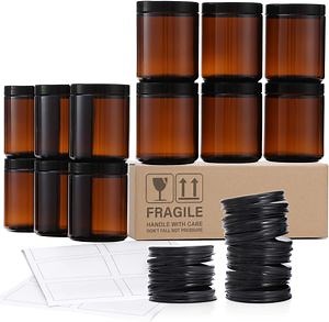 [Hot Item] 8 Oz Dark Amber Candle Jars for Making Candle Thick Glass Jars with Metal Lid Empty Round Food Storage Container