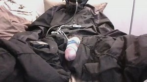 Self enjoyment wearing snow bibs and nylon rain jacket | Clips4sale