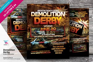 Demolition Derby Flyer Templates, a Flyer Template by kinzi21