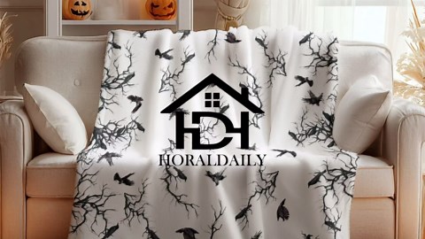 Horaldaily Halloween Flannel Blanket Throw, Crow Tree Soft Fuzzy Plush Cozy Fleece Blankets for Couch Sofa Bed Lounging, Ideal Gifts for Kids Adults Wife Self, 60x80