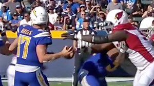 Rodney Gunter gets to Philip Rivers for strip-sack