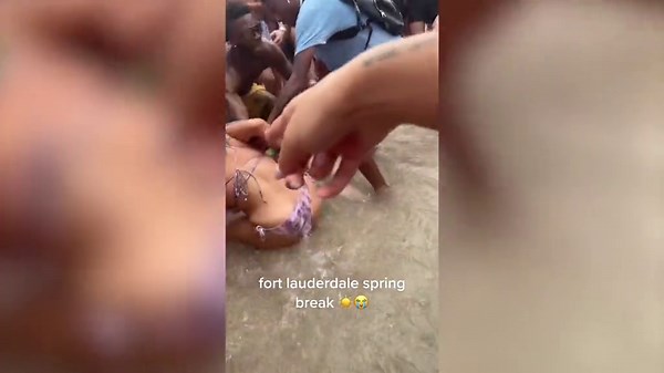 Women brawl during football drill at spring break