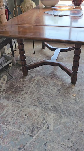 Vintage solid wood trestle table | The Garage & The Garage Girls - Antiques, Suffern, NY