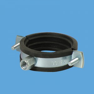 [Hot Item] 2 Sides Fixing Blue White Zinc-Plated Heavy Duty Pipe Clamps with EPDM Rubber