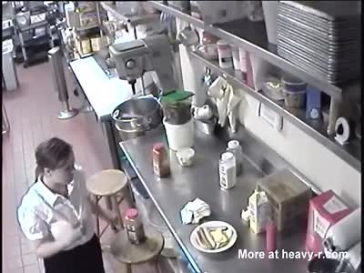 Female Employee Caught Fucking A Hot Dog