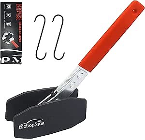 Brake Caliper Press Tool Brake Caliper Compression Tool Ratcheting Brake Caliper Piston Spreader Tool With Double Caliper Hangers，Brake Piston Compressor Tool By GallopMax，Orange
