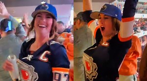 VIDEO: Female Oilers Fan Who Went Viral For Flashing Crowd Made A Return At Game 6 And Was Seen Doing Something Else With Her Chest