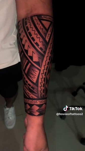 Traditional Polynesian Half Sleeve Tattoo Design