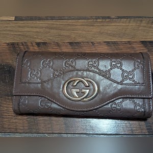 Gucci Guccissima Emboss Signature Continental Interlocking GG Emblem Wallet COA