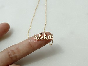 Dainty Cursive Aloha Necklace, Cute 18k Gold Plated Silver, Hawaii Warmth of Islands, Hawaiian, Minimalist Jewelry, Bridesmaid Vacation Gift - Etsy