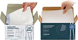 100 Commode Liners + 250 Super Absorbent Pads - Universal Fit Disposable Bedside Commode Liners with Pads for Adult Commode Chairs or Portable Toilets