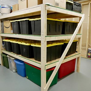 Getting organized is a great feeling. We took some time during this quarentine to give our storage room a makeover, complete with a heavy duty storage unit capable of holding 32 storage totes and a multipurpose storage unit with workstation for odd jobs! Get the plans below! HD Storage Rack: https://rogueengineer.com/diy-large-heavy-duty-storage-shelving-unit/ Storage/Workstation: https://rogueengineer.com/diy-storage-shelves-with-workstation-plans/ | Rogue Engineer