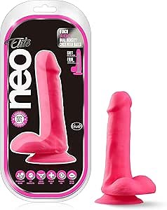 Blush Neo Elite Dual Density 6 Inch Dildo - 1.25" Thick Shaft - Realistic Silicone Dildo - Strap On Sturdy Suction Cup Penis for Hands Free Play - Adult Sex Toy for Women, Men, Couples - Neon Pink