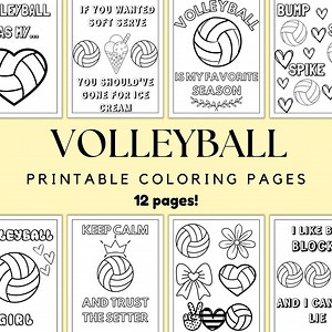 Cute Volleyball Coloring Pages, Printable Volleyball Coloring Pages, Heart Volleyball Coloring Pages, Volleyball Coloring Pages for Girls - Etsy