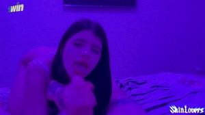 Sexy honey with neon skin enjoys SkinLovers, blowjobs and jizz licking - best XXX porn!