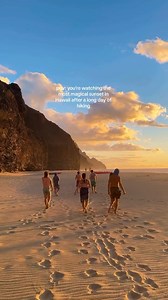 Pov: You're watching the most magical sunset in Hawaii after a long day of hiking 🌄 🚶 📍Na Pali Coast, Kauai 📽️: @angieboujikian #hawaii #travel #100Hawaii #nature #kauai #napalicoast | 100% Hawaii