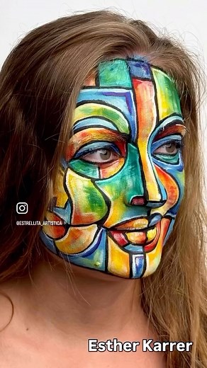 🎨✨ Self-makeup by Esther Karrer @estrellita_artistica, inspired by Cubism ✨🎨 (She gave it her own twist). Can you guess which artist inspired her? I hope you enjoy the video! 😊 🧑‍🎨 Artist & model: @estrellita_artistica @esther.karrer 📸 Photo: @alexalmedaa 🎨 Paint: @cameleonpaint_official #artisticmakeup #cubism #makeuptutorial #creativemakeup #artisticmakeup #makeuptransformations #estherkarrer #makeupreel #artonskin #ArtisticSelfMakeup #makeupblog #makeupartistsworldwide | Cameleon Bodyp