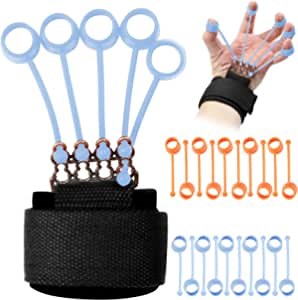 Hand Grip and Forearm Strengthener Finger Vein Grip Tester Gripper Guitar Exerciser Turbogrip Resistance Band Gripbuddy Extensor Grip Strength Trainer (Athletic Kit, 40lbs+75lbs)