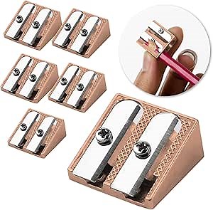 Mr. Pen- Handheld Metal Pencil Sharpener, 6 Pack, 2-Hole Dual Size (Standard & Jumbo), Rose Gold Metal Manual Pencil Sharpeners for Graphite & Colored Pencils, School, Office, Art & Drawing Use