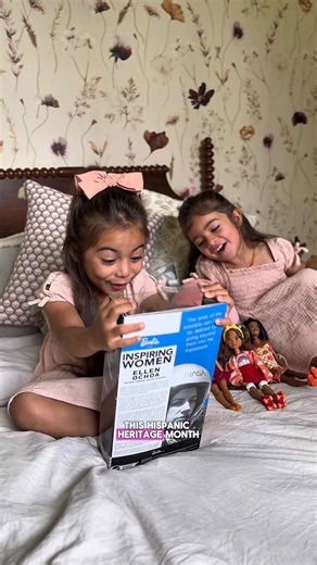 We love celebrating Hispanic Heritage Month with @barbie each year! It’s such a joy to surprise the girls with new dolls and share the stories of inspiring women like Ellen Ochoa. 💗 #paidbarbiepartner | The Chavez Family