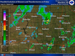 1.1K views · 3 comments | While there's uncertainty in the exact location of the showers and thunderstorms tonight into Friday, this loop gives a rough idea of the timing and locations. Hail continues to be the greatest threat from the storms, with the strongest producing hail to 1" in diameter. | US National Weather Service Aberdeen South Dakota | Facebook