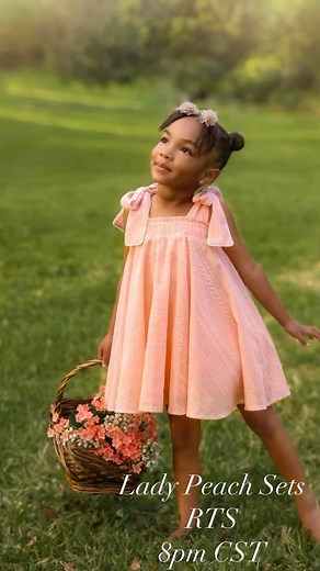 The most beautiful peach lace adjustable straps and ability to wear as a skirt too! Or the bloomers to size 6 and shorts 7-16 with a top on its own too! Lady Peach tonight 8pm CST, ready to ship! | Makena Lane, girls boutique