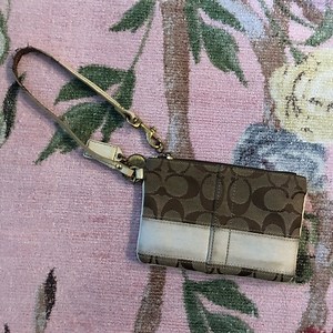 Coach signature leather wristlet