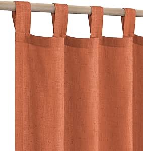 KOUFALL Fall Kitchen Short Curtains for Window Over Sink,Burnt Orange Farmhouse Sheer Linen Cafe Curtains for Bathroom Window 45 Inch Length